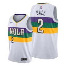 NBA Men New Orleans Pelicans White City #2 BALL Jersey High Quality Name and Number Print