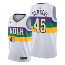 NBA Men New Orleans Pelicans White City #45 BERTANS Jersey High Quality Name and Number Print