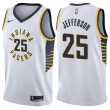 NBA Men Indiana Pacers White #25 JEFFERSON Jersey High Quality Name and Number Print