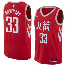 NBA Men Houston Rockets Red Jersey Chinese Version #33 ANDERSON High Quality Name and Number Print