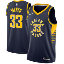 NBA Men Indiana Pacers Dark Blue #33 TURNER Jersey High Quality Name and Number Print