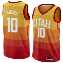 NBA Men Utah Jazz Yellow & Orange #10 BURKS Jersey High Quality Name and Number Print