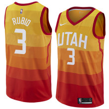 NBA Men Utah Jazz Yellow & Orange #3 RUBIO Jersey High Quality Name and Number Print