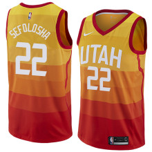 NBA Men Utah Jazz Yellow & Orange #22 SEFOLOSHA Jersey High Quality Name and Number Print