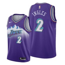 NBA Men Utah Jazz Purple Snow Mountain #2 INGLES Jersey High Quality Name and Number Print
