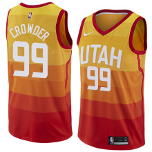 NBA Men Utah Jazz Yellow & Orange #99 CROWDER Jersey High Quality Name and Number Print