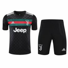 New 2021 Juventus Black Training Set--Short sleeve and Short Pant Training Tracksuit