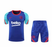 New 2021 Barcelona Blue Training Set--Short Sleeve and Short Pant Training Tracksuit