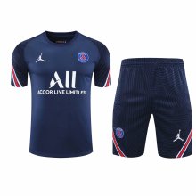 New 2021 PSG Blue Training Set--Short Sleeve and Short Pant Training Tracksuit