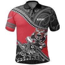 Rugby 2021-2021 All Blacks Maori Red and Black Rugby Polo High Quality