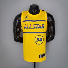 NBA Men 2021 All Star Jerseys Yellow #34 ANTETOKOUNMPO Jersey High Quality Name and Number Print