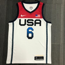 NBA Men Tokoyo Olimpics 2020 USA National White #6 LILLARD Jersey High Quality Name and Number Print