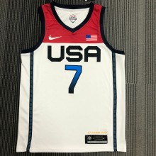 NBA Men Tokoyo Olimpics 2020 USA National White #7 DURANT Jersey High Quality Name and Number Print
