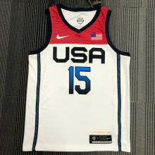 NBA Men Tokoyo Olimpics 2020 USA National White #15 BOOKER Jersey High Quality Name and Number Print