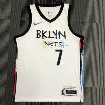 NBA Men Season 2021 Brooklyn Nets White City #7 DURANT Jersey High Quality Name and Number Print