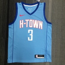 NBA Men Season 2021 Houston Rockets Light Blue City #3 PAUL Jersey High Quality Name and Number Print