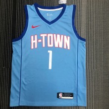 NBA Men Season 2021 Houston Rockets Light Blue City #1 MCGRADY Jersey High Quality Name and Number Print