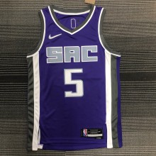 NBA 75th Anniversary Sacramento Kings Purple #5 FOX Jersey High Quality Name and Number Print