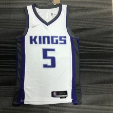 NBA 75th Anniversary Sacramento Kings White #5 FOX Jersey High Quality Name and Number Print
