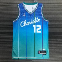 NBA Men 75th Anniversary Season 2022 Charlotte Hornets #12 OUBRE JR. Blue Jersey High Quality Name and Number Print