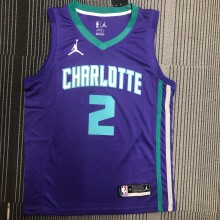 NBA Men New Season Charlotte Hornets #2 BALL Purple Jersey High Quality Name and Number Print
