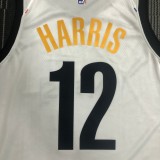 NBA Men Season 2021 Brooklyn Nets White City #12 HARRIS Jersey High Quality Name and Number Print