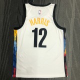 NBA Men Season 2021 Brooklyn Nets White City #12 HARRIS Jersey High Quality Name and Number Print