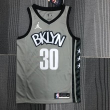 NBA Men Brooklyn Nets Grey with Jordan Logo #30 CURRY Jersey High Quality Name and Number Print