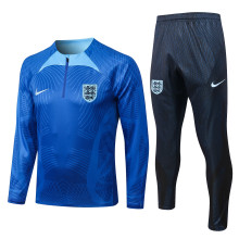 22-23 England Blue Sweater Tracksuit with Jet-ink Printing Thai Quality