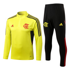 22-23 Flamengo Yellow with Zipper Sweater Tracksuit Thai Quality