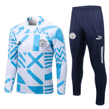 22/23  Man City White Sweater Tracksuit with Ink-jet Printing Thai Quality