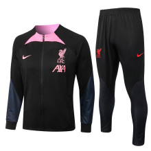 22/23 Liverpool Black with Pink Collar Jacket Tracksuit Thai Quality