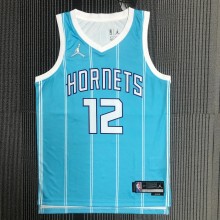 NBA Men 75th Anniversary New Season Charlotte Hornets Blue #12 DUBRE JR. Jersey High Quality Name and Number Print