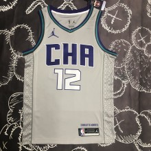 NBA Men Season 2019 Charlotte Hornets Grey #12 DUBRE JR. Jersey High Quality Name and Number Print