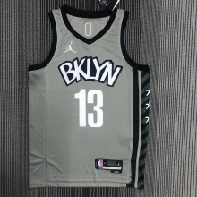 NBA Men 75th Anniversary Brooklyn Nets Grey with Jordan Logo #13 HARDEN Jersey High Quality Name and Number Print