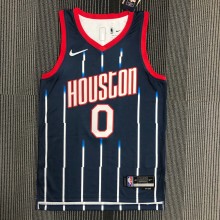 NBA Men Season 2022 Houston Rockets Blue #0 GREEN Jersey High Quality Name and Number Print