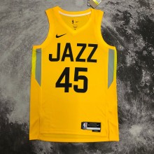 NBA 2023 Men Utah Jazz Yellow #45 MITCHELL Jersey High Quality Name and Number Print