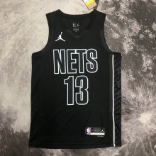 NBA Men 2023 Brooklyn Nets Black with Jordan Logo #13 HARDEN Jersey High Quality Name and Number Print