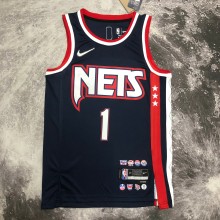 NBA Season 2022 75th Anniversary Brooklyn Nets Black #1 BRIDGES Jersey High Quality Name and Number Print