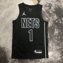 NBA Men 2023 Brooklyn Nets Black with Jordan Logo #1 BRIDGES Jersey High Quality Name and Number Print