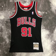 NBA Men Season 1998 Retro Chicago Bulls Black #91 RODMAN Jersey High Quality Name and Number Print