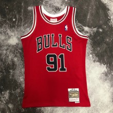 NBA Men Season 1998 Retro Chicago Bulls Red #91 RODMAN Jersey High Quality Name and Number Print