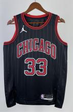 NBA Men 2023 Chicago Bulls Black with Jordan Logo #33 PIPPEN  Jersey High Quality Name and Number Print