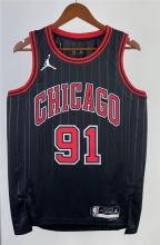NBA Men 2023 Chicago Bulls Black with Jordan Logo #91 RODMAN  Jersey High Quality Name and Number Print