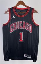 NBA Men 2023 Chicago Bulls Black with Jordan Logo #1 ROSE Jersey High Quality Name and Number Print