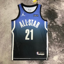 NBA Men All Stars 2023 Philadelphia 76ers Blue #21 EMBIID Jersey High Quality Name and Number Print