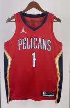 NBA Men 2022/23 New Orleans Pelicans Red with Jordan Logo #1 WILLIAMSON Jersey High Quality Name and Number Print