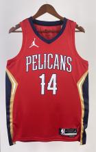 NBA Men 2022/23 New Orleans Pelicans Red with Jordan Logo #14 INGRAM Jersey High Quality Name and Number Print