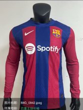 23/24 Barcelona Home Jersey Long Sleeve Player Version  1:1 Quality