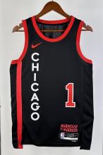NBA 2024 Chicago Bulls City Edition Black #1 ROSE Jersey High Quality